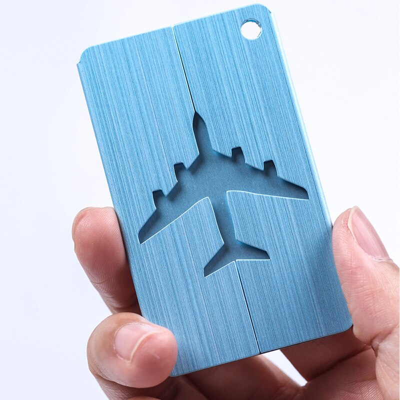 1pc avion forme brossé carré étiquettes de bagages bagages enregistrés ascenseurs d'embarquement accessoires de voyage étiquette de bagage