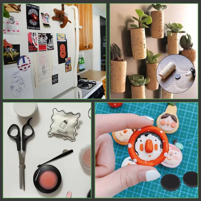 50/100PCS Self Adhesive Magnetic Dia 20mm Thickness 2mm Round Rubber Flexible Small Sticky Magnets Disc for Crafts and Fridge