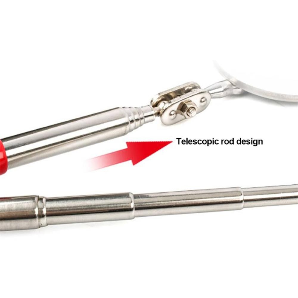 360 ° Espejo de inspección con luz LED, espejos telescópicos extensibles, herramientas mecánicas, espejo de inspección, mango telescópico, herramientas de reparación