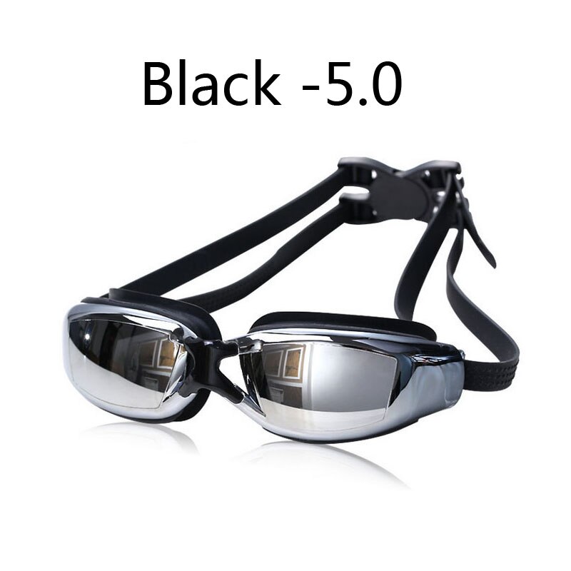 Mannen Vrouwen Zwemmen Bril Bijziendheid Anti Fog Professionele Volwassenen Recept Waterdicht Zwemmen Zwembad Brillen Optische Duiken Bril: Black-5.0