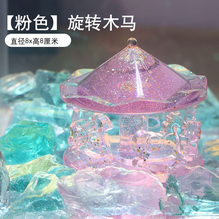 Aquarium Landschapsarchitectuur Kristallen Kasteel Simulatie Windmolen/Vissenstaart/Vraaggenezing Creatieve Decoratie Onderwaterwereld Landschap: Light Grey