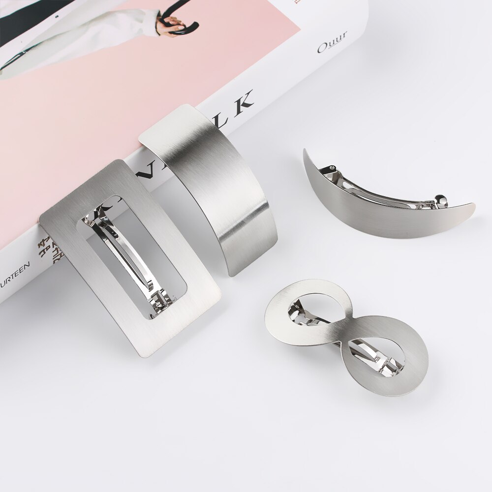 1PC European and American Style Woman Metal Hair Clip Lazy Wind Geometry Hair clip Horsetail Clip Girls Hair Styling Accessories