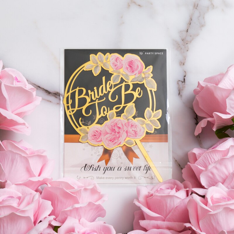 】acrylic Wedding Cake Topper Mr &amp; Mrs Happy Wedding Cake Decoratie Rose Serie: Bride To Be