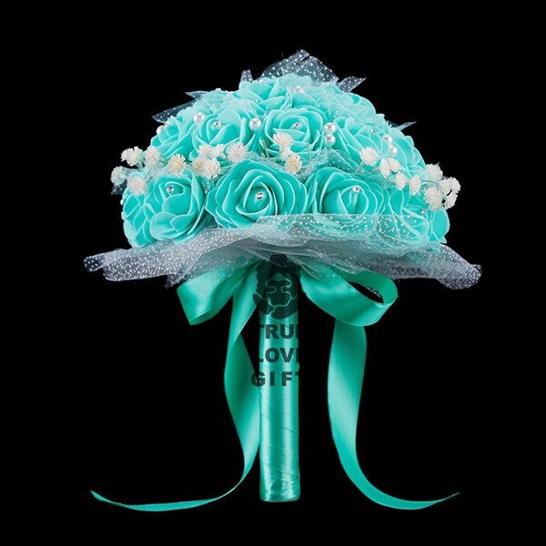 Ramos de diamantes de imitación de flores de espuma rosa, accesorios de boda de cinta de Margarita pequeña hechos a mano romántica, 9 colores: green