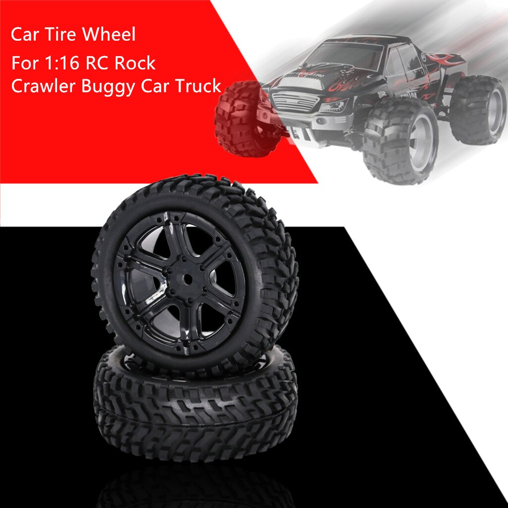2PCS Car Tire Rubber Wheel Tyre 75mm For 1:16 RC Rock Crawler Buggy Car Truck Accessories Durable tire Firm