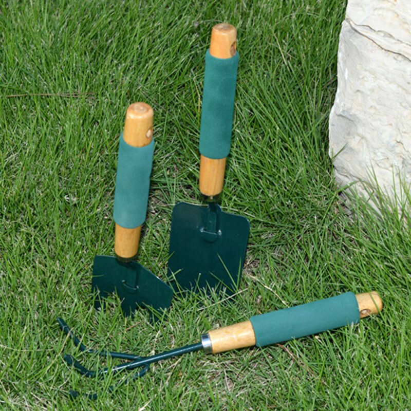 6pcs Metal Rake Gardening Tools Set with Sponge Wooden Handle Gardening Supplies _WK