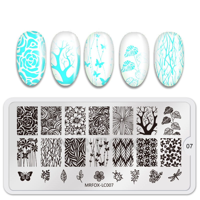 WAKEFULNESS estampado de plantas en maceta placas de estampado de uñas rectángulo flores Nail Art plantillas de patrones manicura herramientas para estampado de uñas