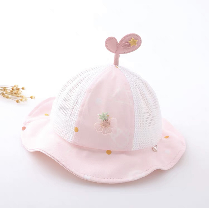 Baby Zon Emmer Hoed Mesh Hollow Out Cap Voor Baby Meisjes Baby Strand Hoed Met Brede Rand Kids Caps super Leuke FS99: Light pink