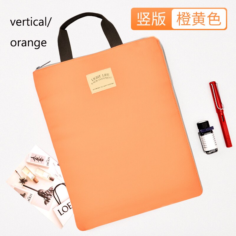 A4 Large-capacity Student Test Paper Folder Business Information Organ Bag Storage Bag School Classification Office File Bag: Vrtical Orange