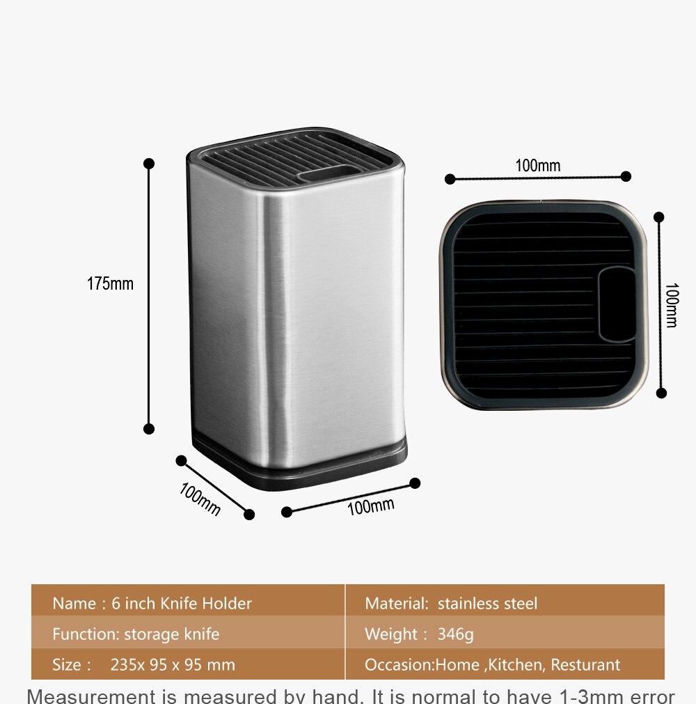 XYj Kitchen Knife Stand Stainless Steel Kitchen Knife Holder Knife Stand Multifunction Kitchen Shelf 8 inch Cooking Tool: 6 inch silver