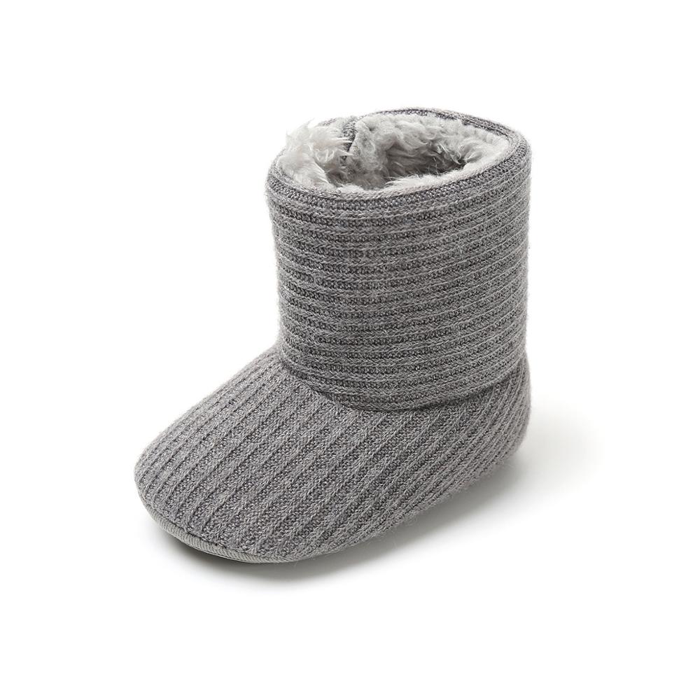 Vinter babystövlar söta flickor pojkar stickade tossor superhåll värmen spädbarn småbarnsskor 0-18 m: Grå / 1