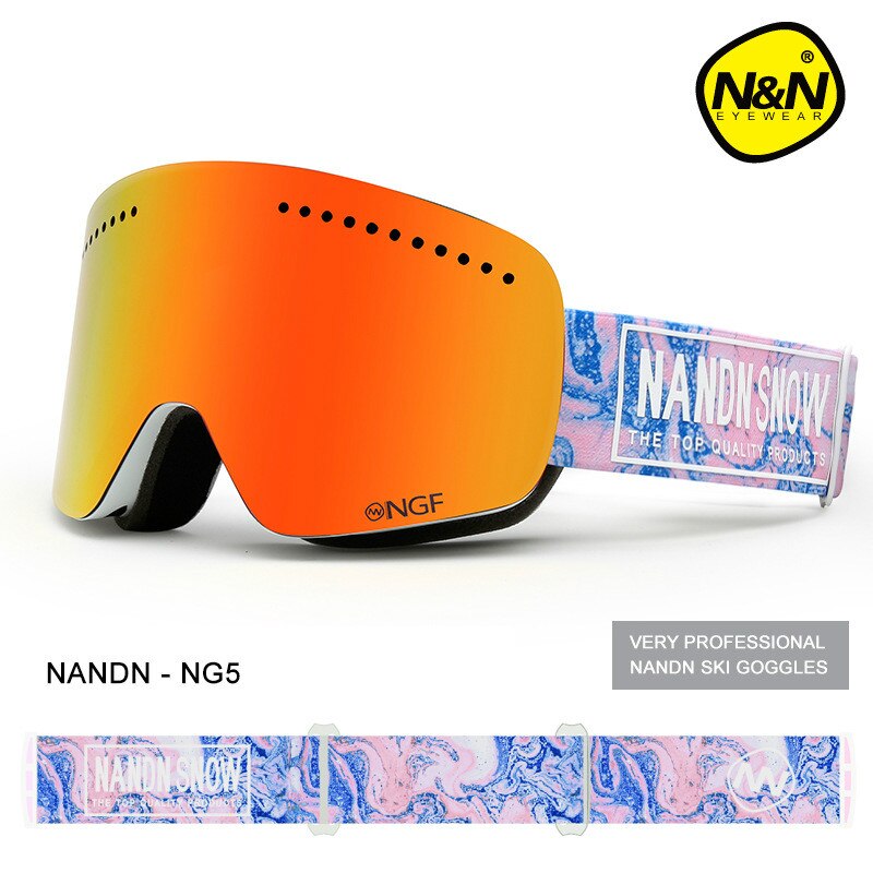 Nuovo stile inverno donna occhiali da sci doppio UV400 antiappannamento maschera da sci grande occhiali da sci uomo occhiali da neve occhiali da snowboard: NG5 White Red