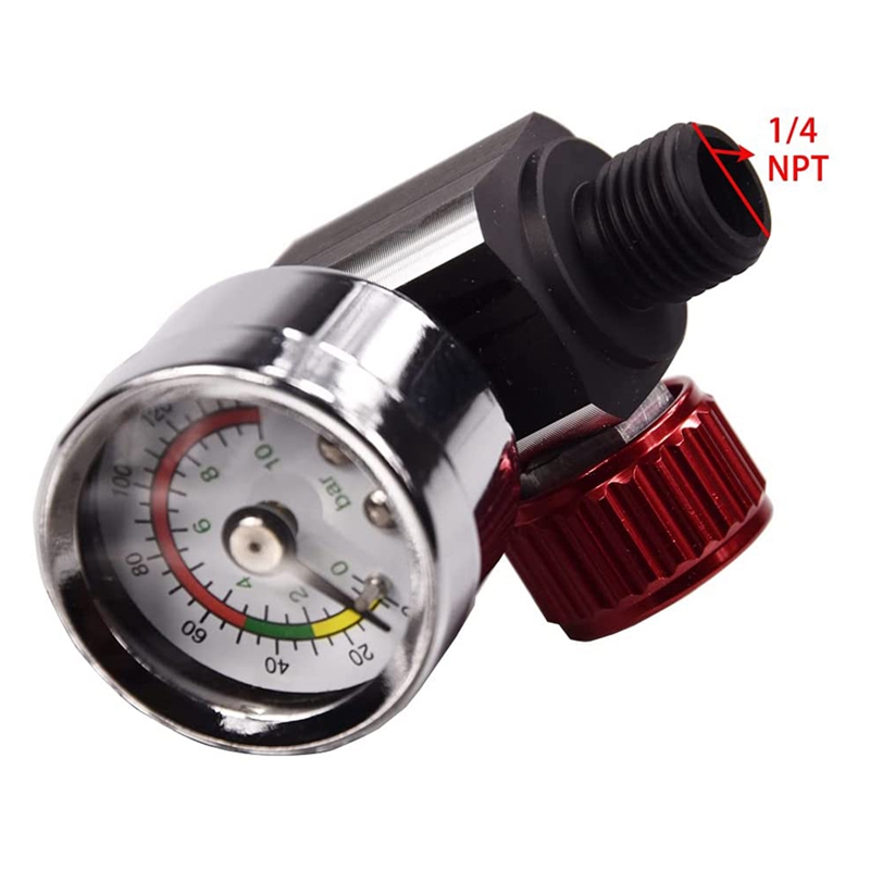 2 PCS 1/4 Inch-NPT Air Pressure Regulator Kit Air Adjusting Valve Regulator With Gauge For Spray And Pneumatic Tools