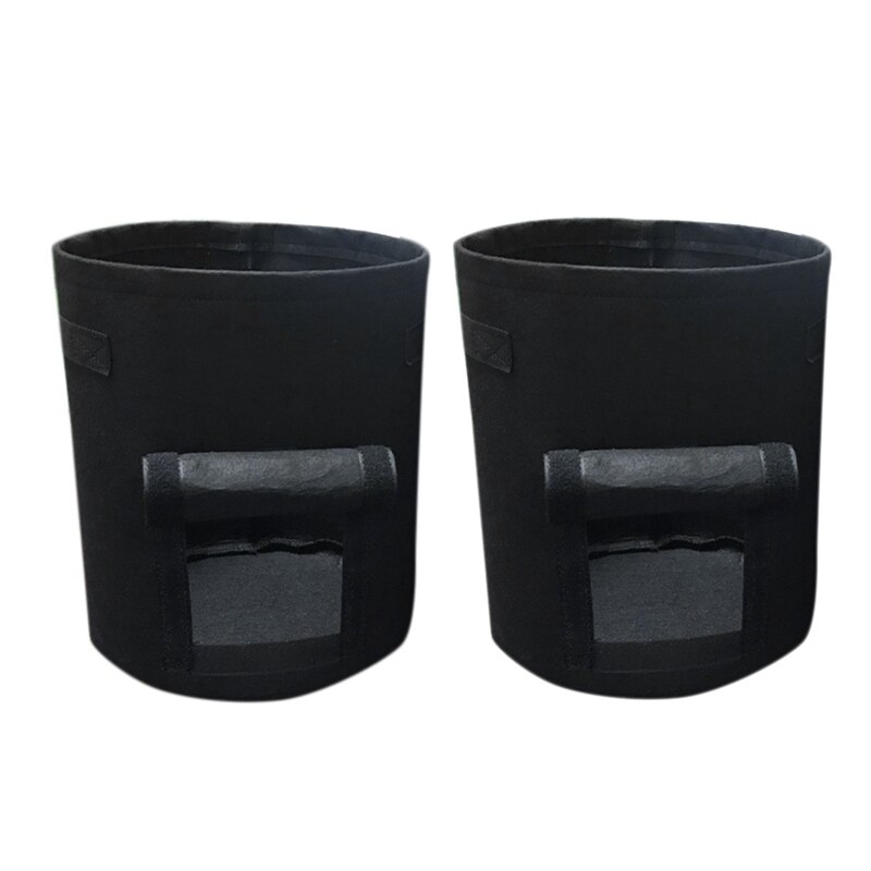 2 Pcs Vilt Plant Groeien Zakken 7 Gallon Geweven Stof Tuin Aardappel Pot Greenhouse Groenteteelt Tassen: Black