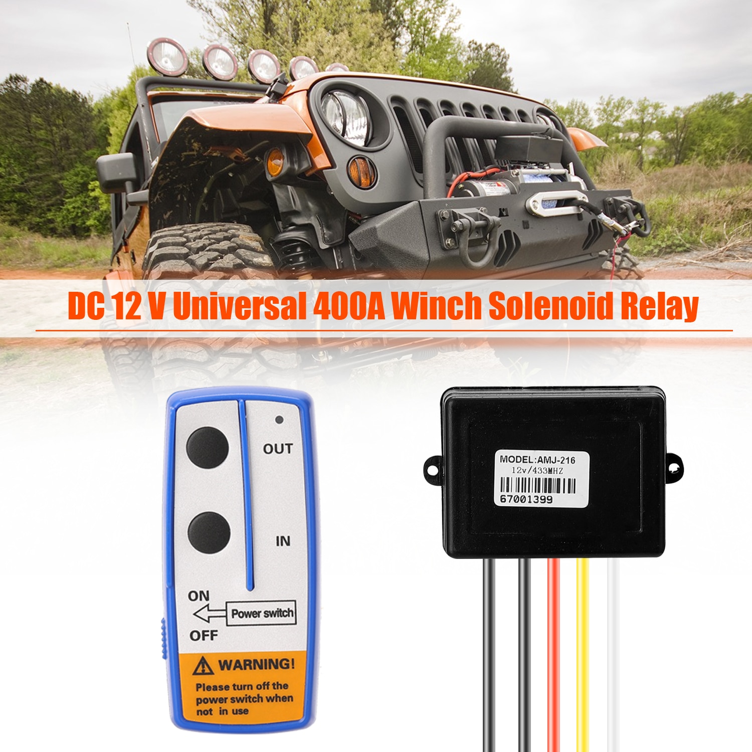 Solenoid Relay DC12V Universal 400A Winch Solenoid Relay Electric Winch Set