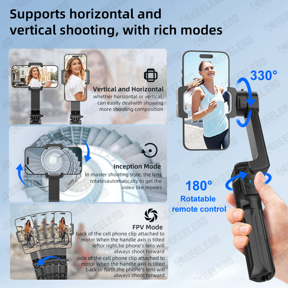 Hq2- se selfie-stang stativ mobiltelefon stabilisator stativ til mobiltelefon med genopladelig fjernbetjening til actionkameraoptagelse