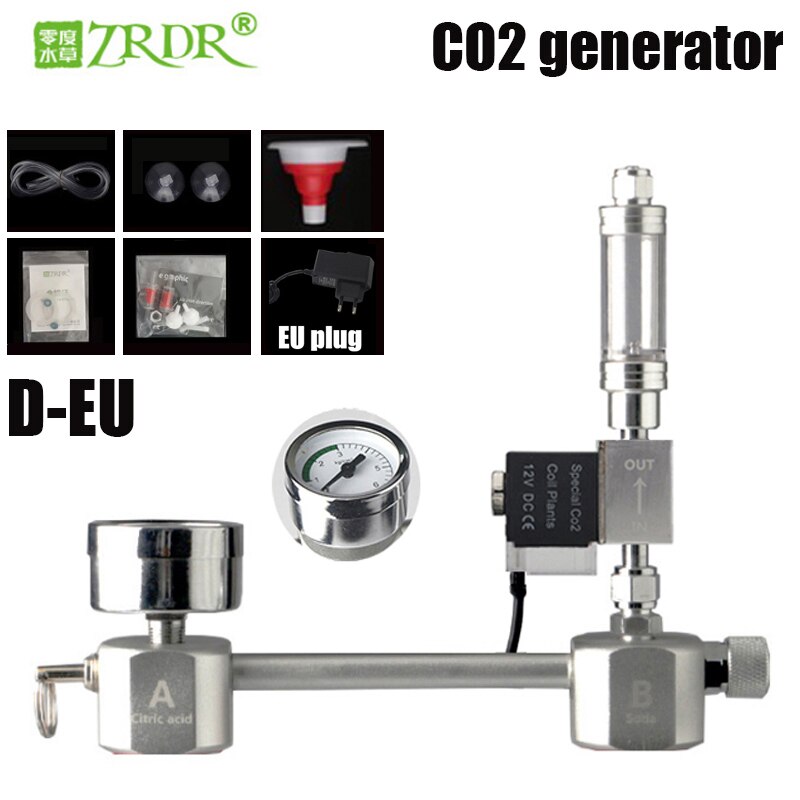 Fish tank DIY CO2 generator, carbon dioxide adjustment system kit, bubble counting CO2 diffuser with solenoid valve for aquatic: D-EU