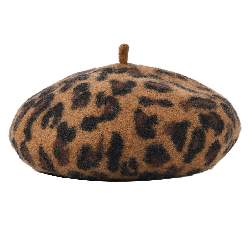 USPOP warm wool hats women thick leopard berets female wool beret hat autumn winter hat: camel