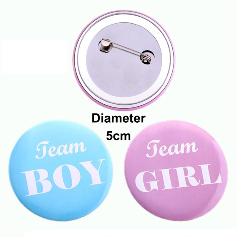 Boy or Girl Gender Reveal Badges Team Boy Team Girl Tinplate Button Badge Decoration Party Buttons Sticker Welcome Baby Shower