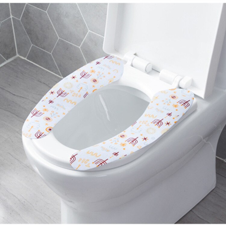 2pcs/set Washroom Warm Washable Health Sticky Toilet Mat Seat Cover Pad Household Reuseable Soft Toilet Seat Cover