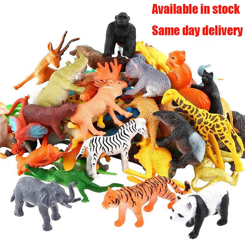 53 pz/set Mini Animal World Zoo modello figura Action Toy Set Cartoon simulazione animale bella plastica collezione giocattolo per bambini