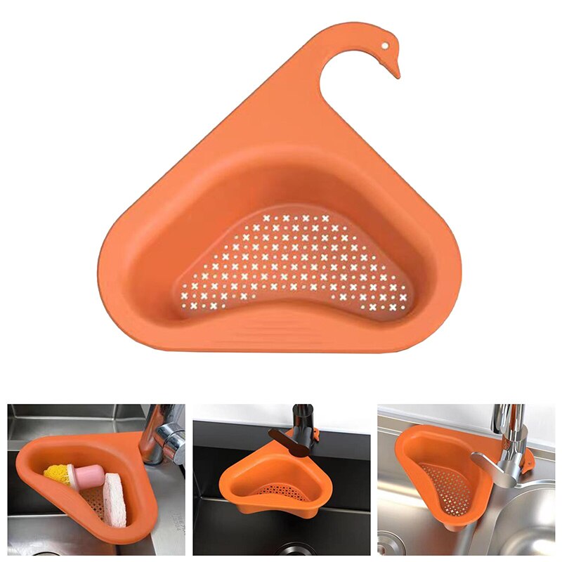 Swan Shape Sink Basket Corner Kitchen Sink Strainer Basket Kitchen Sink Strainer Multipurpose Water Storage Tank Drain Rack