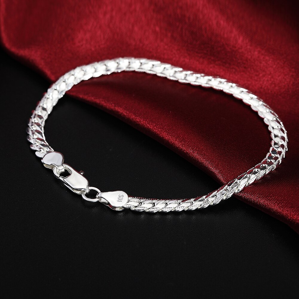 Fijne 45-60Cm 925 Sterling Zilver 6Mm Volledige Sideways Ketting Armband Mode-sieraden Voor Vrouwen Mannen Link ketting Sets Bruiloft