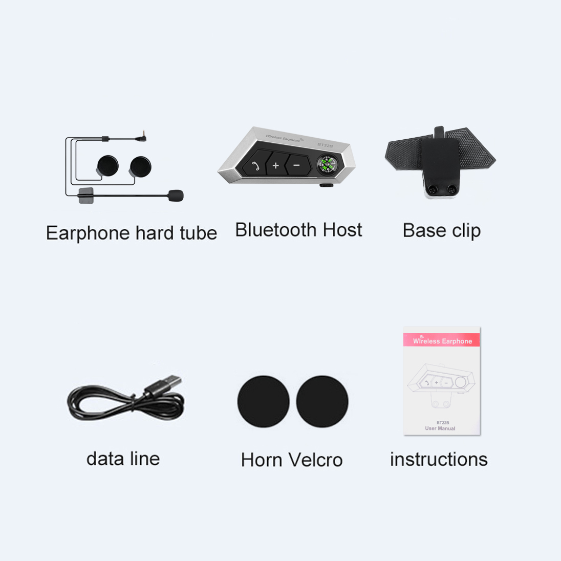 Model BT-12B Bluetooth Intercom Motorhelm Headset Draadloze Bluetooth Hoofdtelefoon Luidspreker Handsfree Intercom: NO BOX