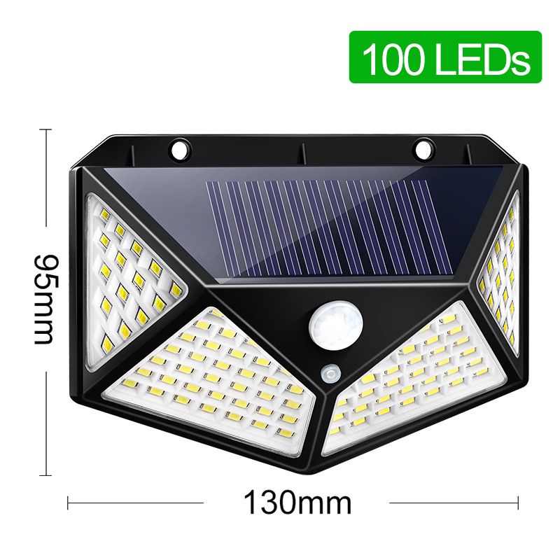 20W 100 LED Solar Light Outdoor Solar Lamp Powered Sunlight Waterproof PIR Motion Sensor Street Light for Garden Decoration