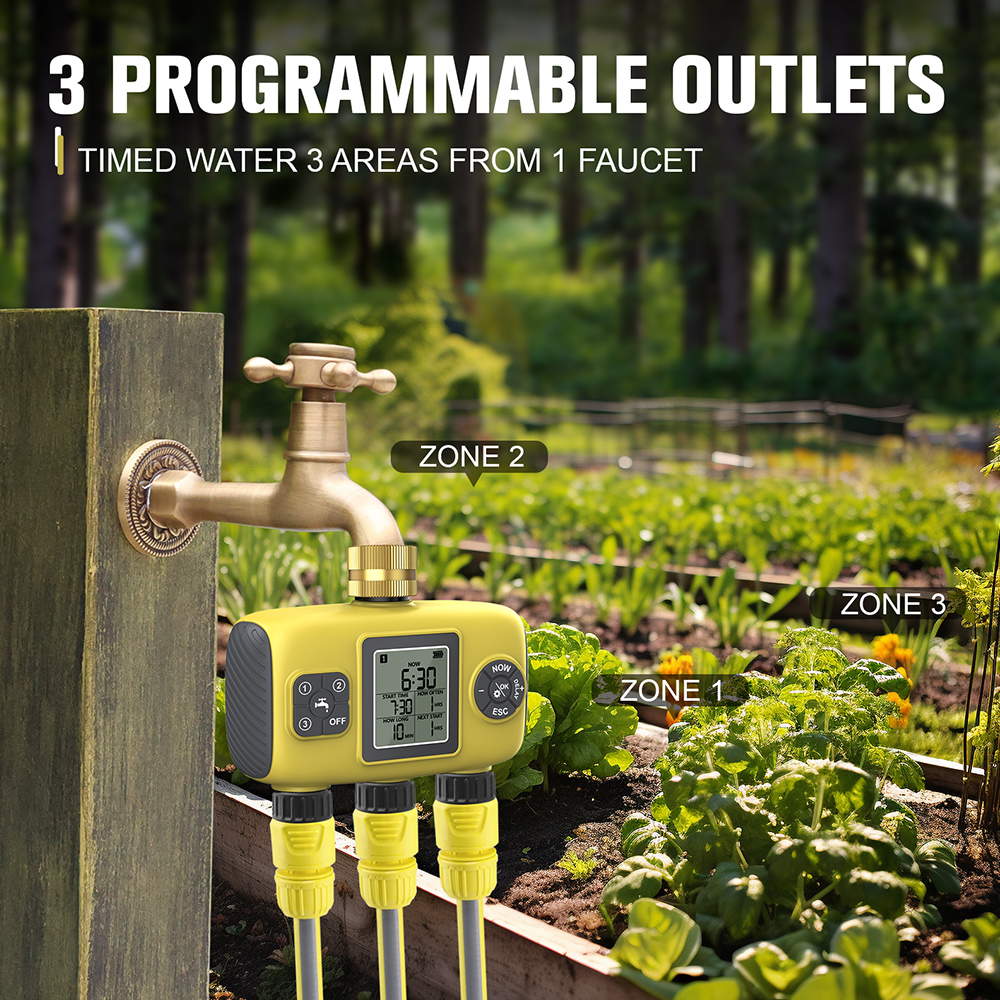Automatischer Bewässerungstimer für Gartenpflanzen, intelligenter Bewässerungs-zeitliche Koordinierung-Regler für Höhle Außenbereich, programmierbares Bewässerungssystem mit 1/2/3 Ausgängen
