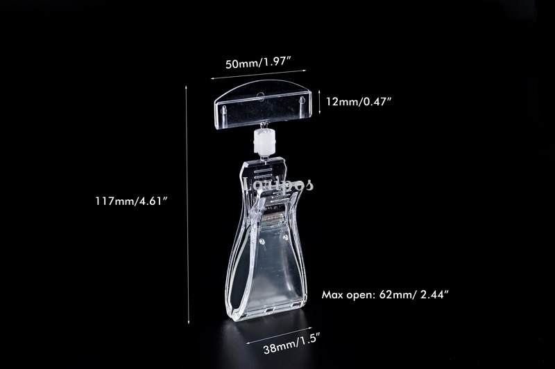 Large Size Fit Dia.62mm Tube Clip Pop Plastic Swivel Clip Sign Ticket Name Card Display Price Tag Label Holder Clear Clamp 10pcs