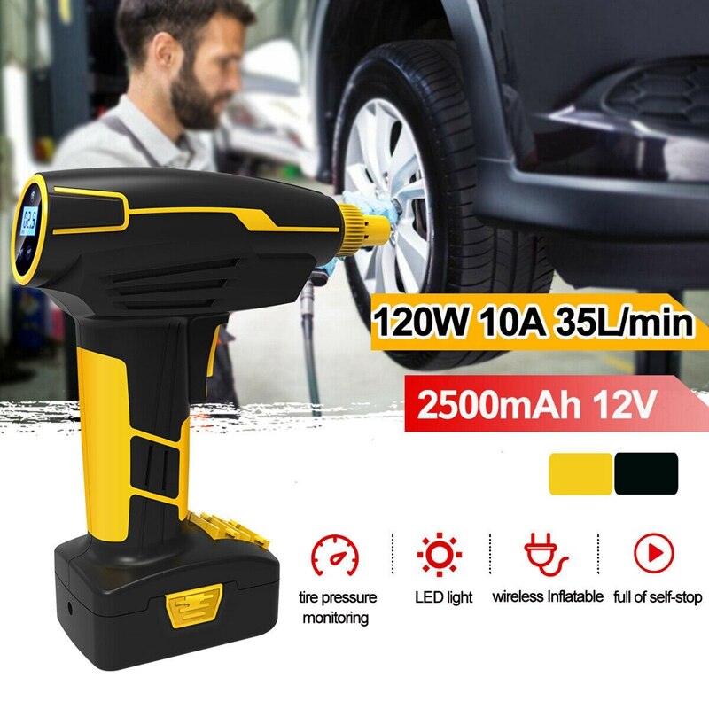 Portable Air Compressor Cordless Tire Inflator with Digital Display, LED Lighting,Rechargeable Tire Pressure Gauge 12V/150PSI Pe
