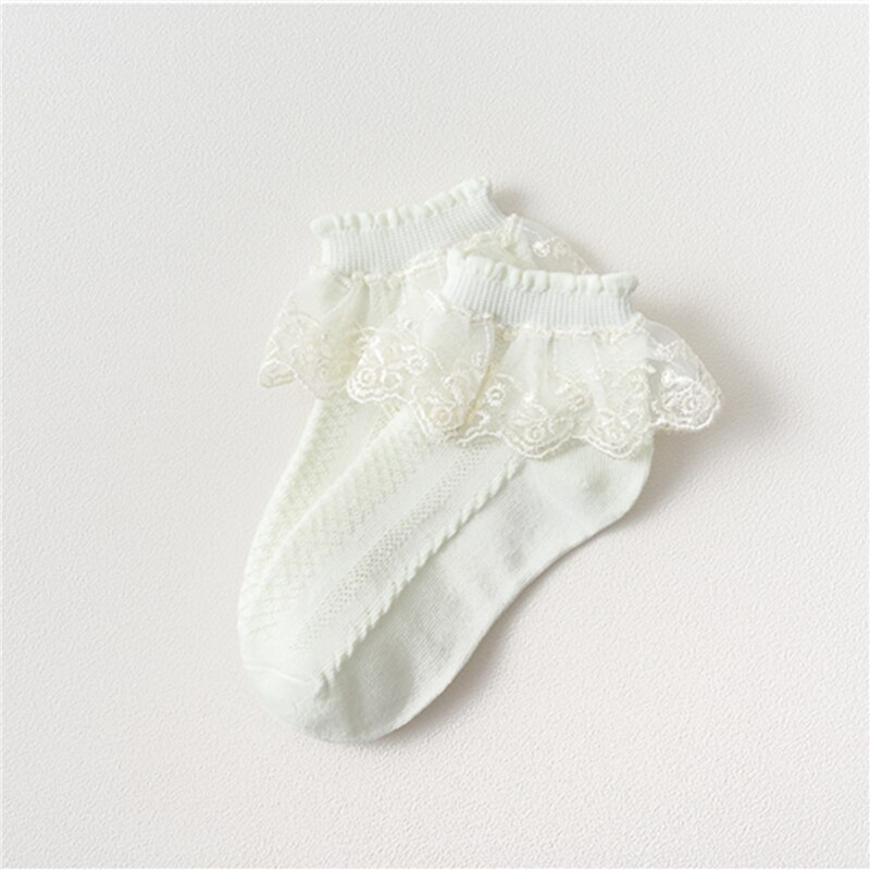 Summer Kids Socks Baby Girl Ruffle Sock Cute Baby Frilly Toddle White Pink Lace Kid Socks For Girls: Yellow / 1-3 Years