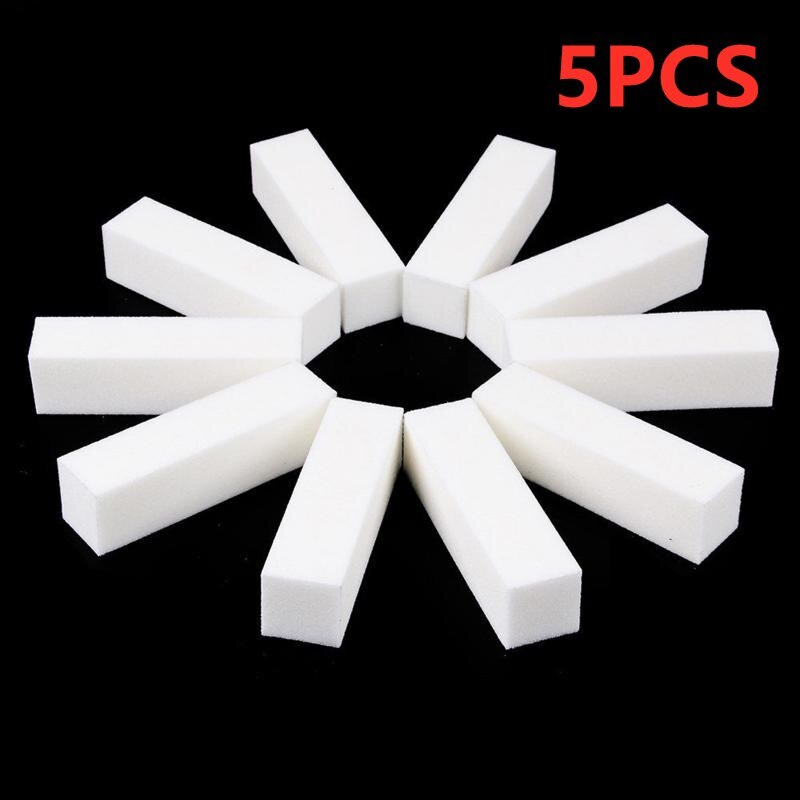 2/5/10 PIÈCES Mini Lime À Ongles Éponge Blanc Ponçage Bloc Tampon Durable Bloc Acrylique Vernis Pédicure Manucure Outils D'art D'ongle: 5PCS White