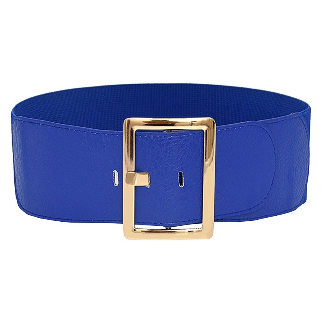 Women Ladies Waist Belt Body Belt Wide Elastic Belt Dress Accessories: Blue
