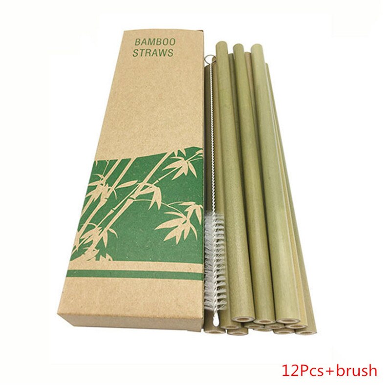 12 Stks/set Bamboe Stro Herbruikbare Milieuvriendelijke Stro 20Cm Organische Bamboe Rietjes Natuurlijke Hout Rietjes Voor Party Bar Tool