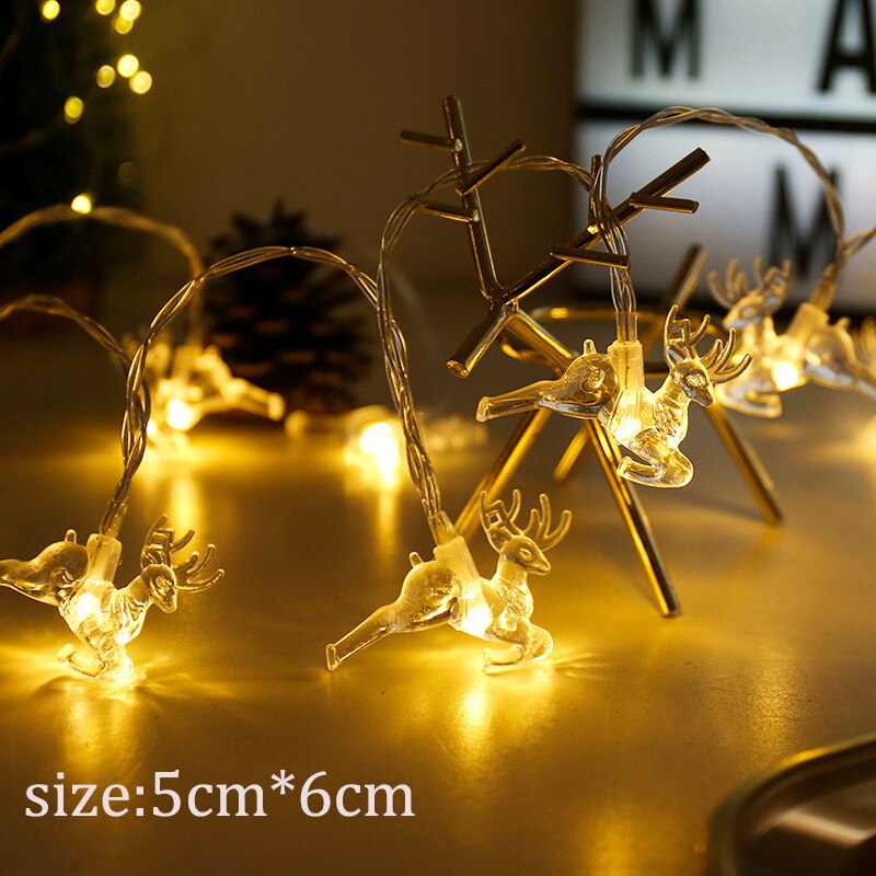 Tira de luces LED con forma de ciervo para decoración del hogar, tira de luces de 5V, 1,5 m, 10LED, funciona con pilas, para interior, de Navidad, de Navidad: B run deer 5CM