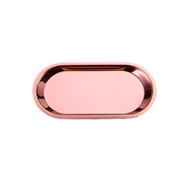 Customization Stainless Steel Storage Tray Rose Gold Colroful Metal Oval Fruit Plate ewelry Display Metal Storage Tray: rose gold / big