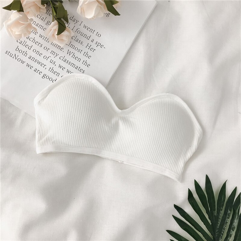 Women Bras Thread Beauty Back Tube Tops Girls Underwear Solid Color Strapless Tube Top Anti-light Female Underwear Bra