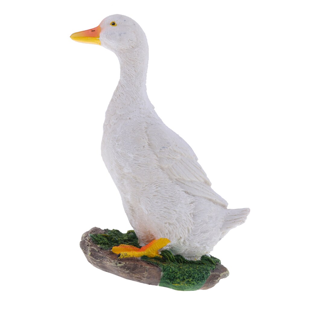 1x Eend Standbeeld Hars Decoraties Voor Tuin Gazon Ambachten: White M