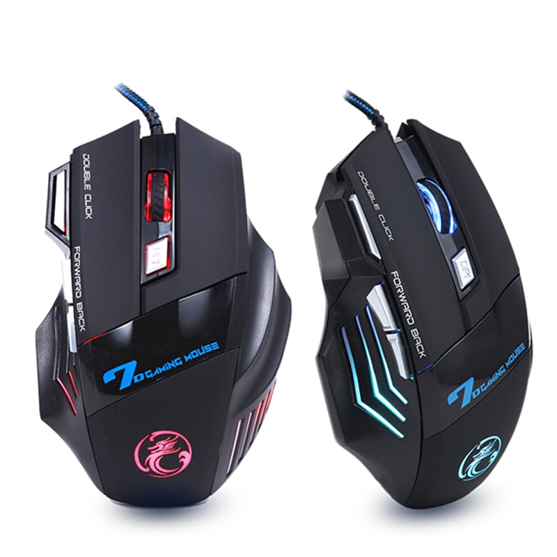 Mouse gamer ergonômico para jogos, com fio USB, 7 botões, LED 5500 DPI, uso em computador para gaming X7, silencioso, com luz de fundo, para PC e laptop