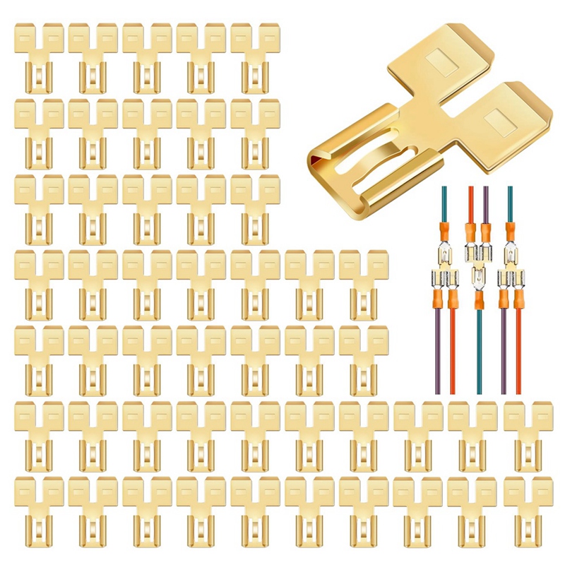 30Pcs Connector Quick Disconnect Electrical Double Piggyback Spade Spade Connector Terminal Way Wire Double Piggyback: Default Title