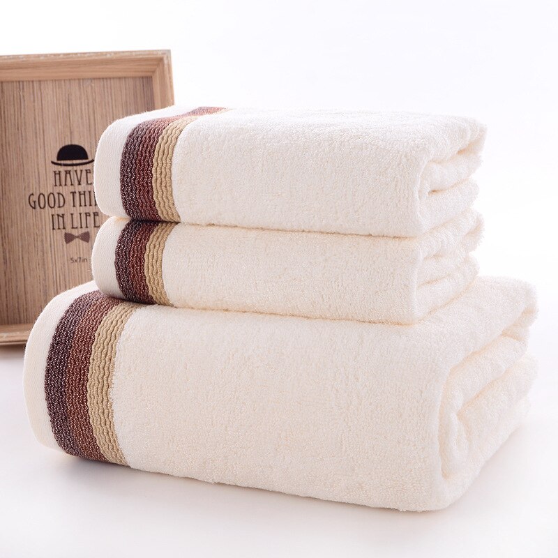Toallas de baño de algodón suave para adultos, toalla absorbente de felpa, Sábana de baño playa rostro de lujo, juego de toallas básicas para mujeres, 3 uds. O 1 ud. TS55: Beige / 3 Pack Towel Set