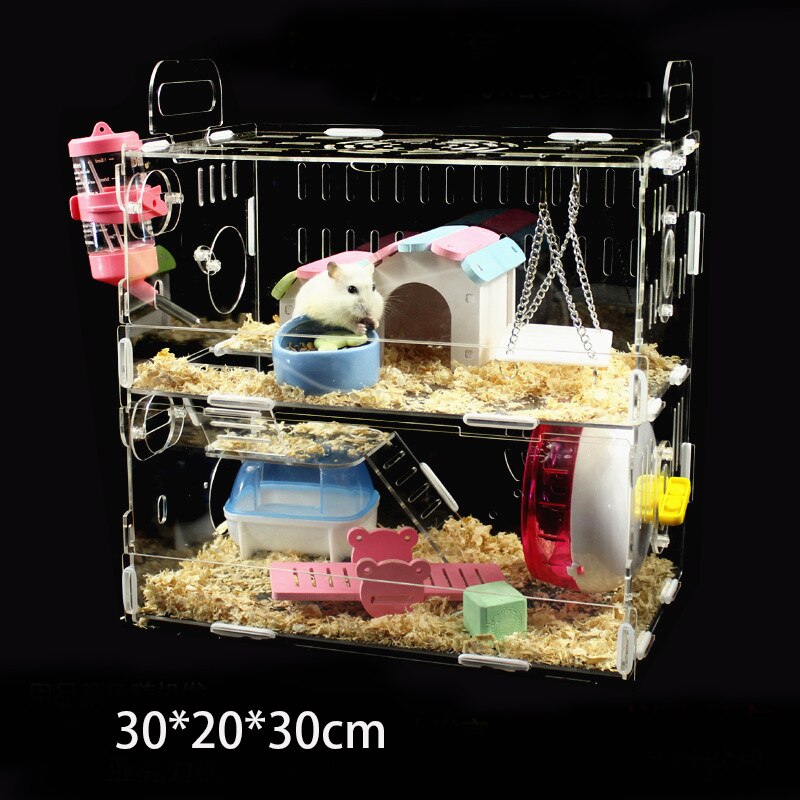 Acrylic Hamster Cage Transparent Double Layer Large Size DIY Guinea Pig Villa Toy Small Pet Rat Nest hedgehog House Accessories