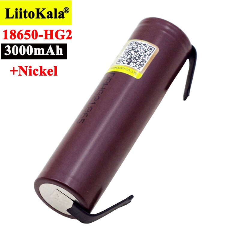 Liitokala – Batterie HG2 18650/ 3000mAh à puissance 3.6 V, nouvelle pile 18650HG2, décharge 20A, pour batteries hg2 + bricolage Nickel