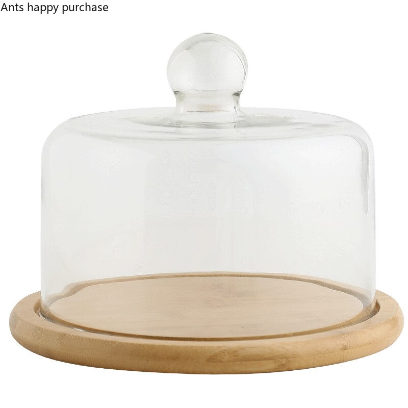 Plateau à gâteaux en bois avec couvercle en verre, plateau à Dessert, à pain, à collation, pour la conservation de la fraîcheur, couvercle Anti-cendres, plateau de stockage des aliments ménagers,