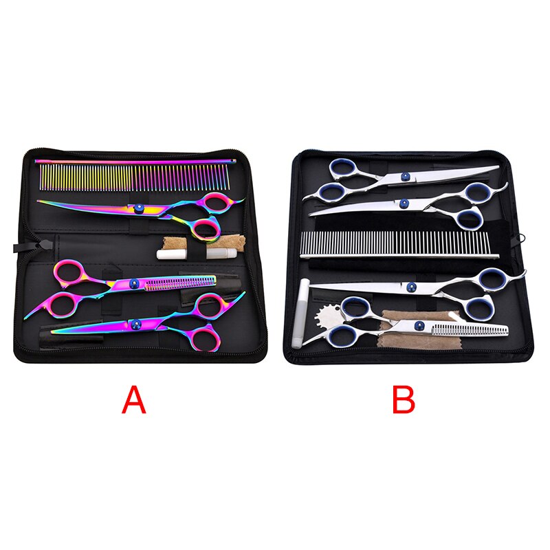 Set de tijeras de belleza 8/9 Uds. Para peluquería de acero inoxidable, herramientas para corte de pelo, peluquero de espalda, tijeras de peluquería para perros sin cable