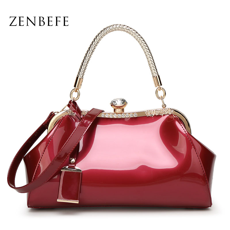 Zenbefe Avondtassen Patent Leather Vrouwen Handtassen Vrouwen Schoudertassen Dames Slipkoppeling Wedding Party Bags