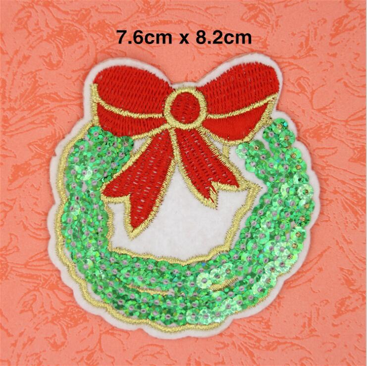 1Pcs Christmas Style Patch For Clothing Iron On Embroidered Sew Applique Cute Patch Fabric Badge Garment DIY Apparel Accessories: 3