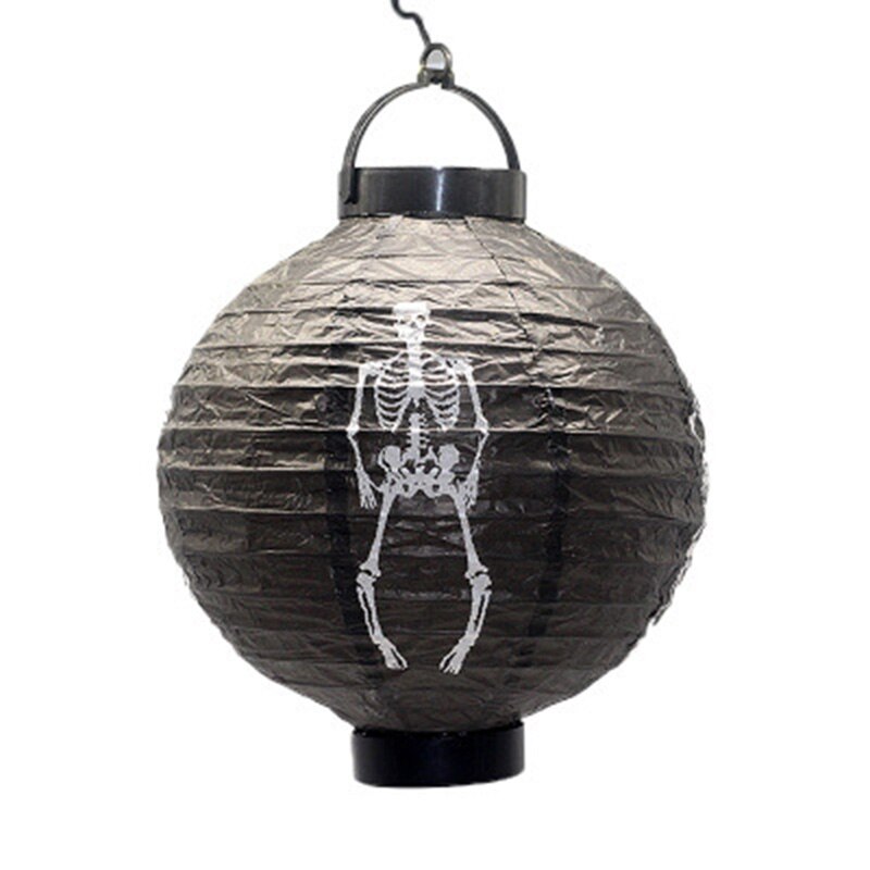 1PC Luminous Paper Lantern Halloween Decoration LED Hanging Lantern Light Halloween Horror Atmosphere Props Decoration: 1PC Black